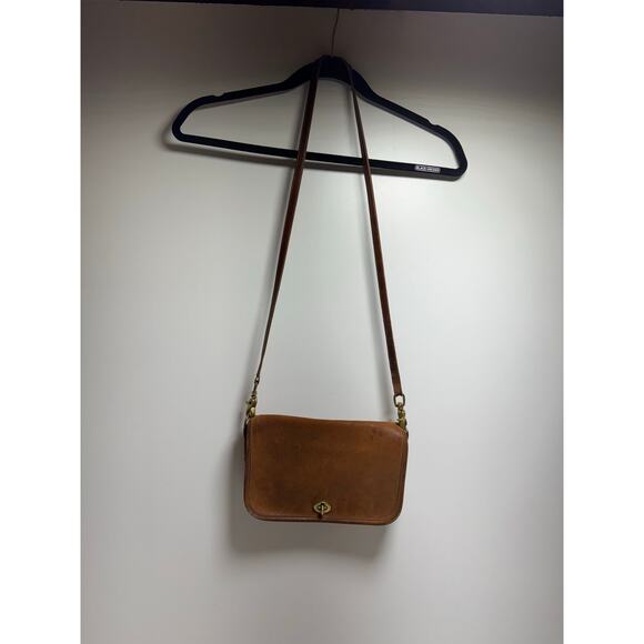 Vintage Coach Ridgefield Brown Leather Crossbody Bag Purse Handbag Turnlock - Picture 1 of 13
